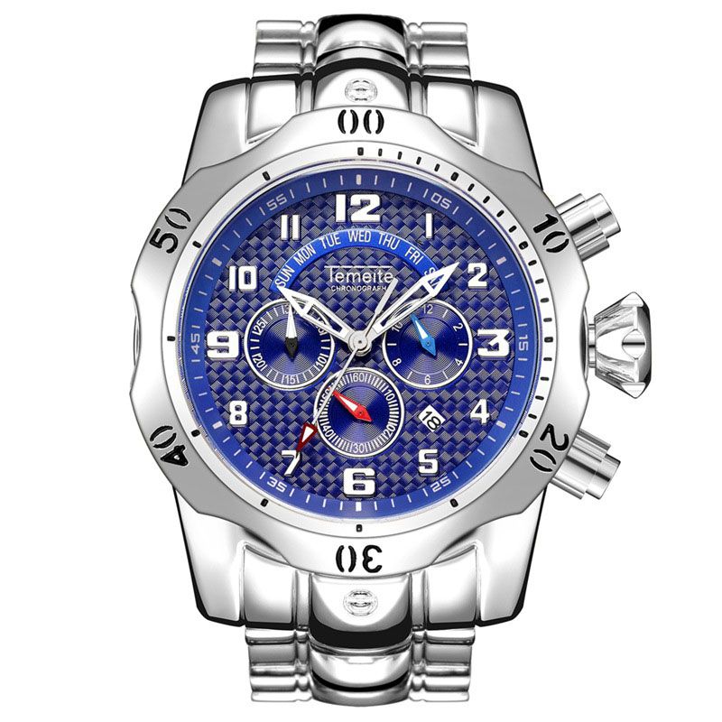 Grote Wijzerplaat Heren Zakelijk Horloge Multifunctioneel Lichtgevend Kalender Waterdicht Quartz Horloge