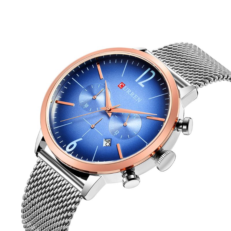 Heren Klok Roestvrij Staal Casual Datum Waterdicht Quartz Horloge