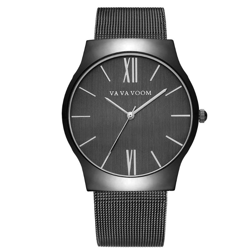 Heren Zakelijk Quartz Horloge Roestvrij Stalen Band Grote Casual Wijzerplaat Horloge