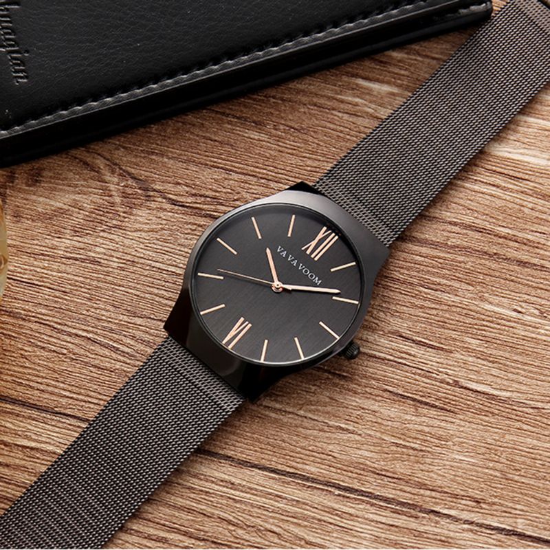 Heren Zakelijk Quartz Horloge Roestvrij Stalen Band Grote Casual Wijzerplaat Horloge