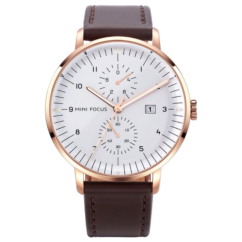 Lederen Band Heren Horloge Casual Stijl Lichtgevende Hand Quartz Horloges