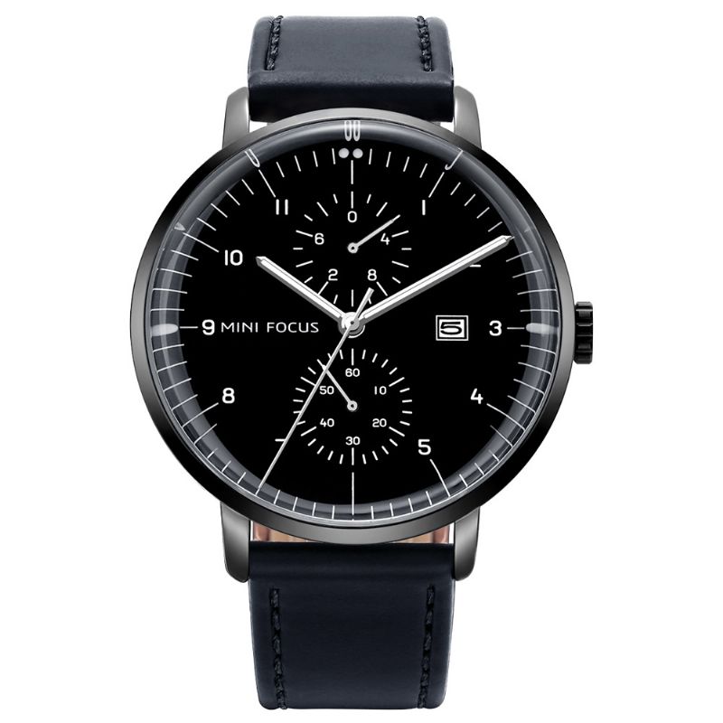 Lederen Band Heren Horloge Casual Stijl Lichtgevende Hand Quartz Horloges