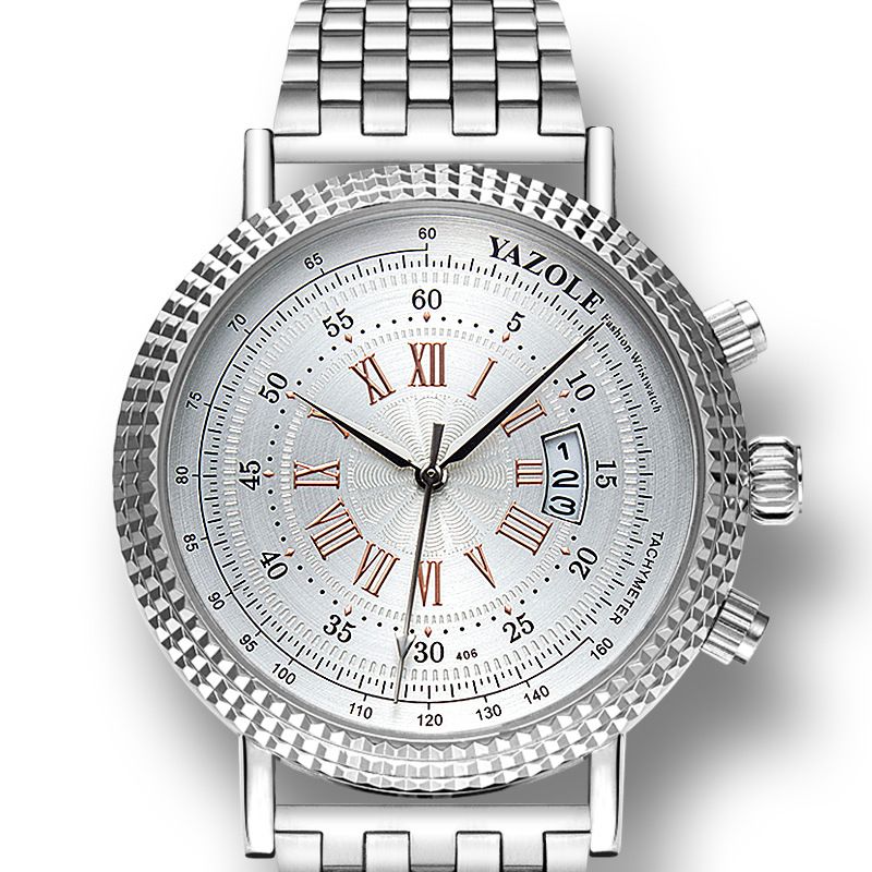 Lederen Band Romeinse Cijfers Crystal Dial Mode Heren Quartz Horloge