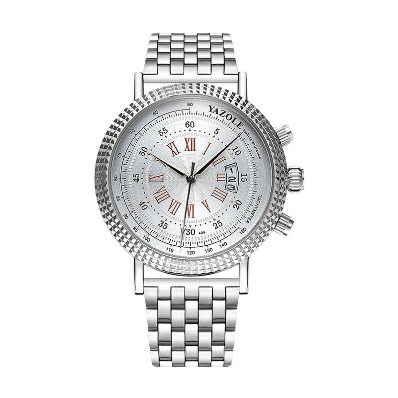 Lederen Band Romeinse Cijfers Crystal Dial Mode Heren Quartz Horloge