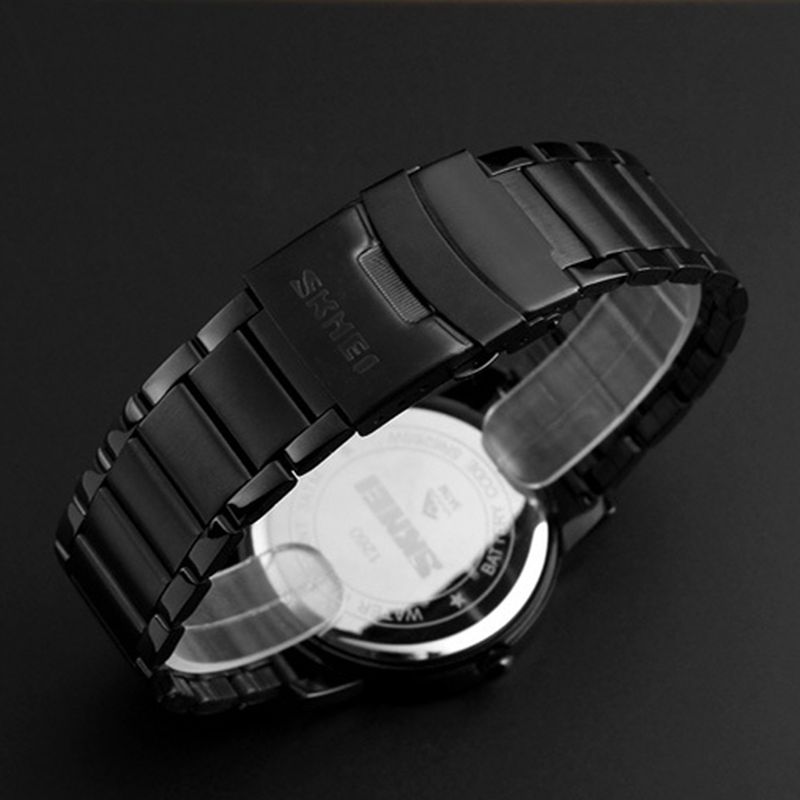 Lichtgevende Weergave Mode Heren Week Maandweergave Waterdicht Roestvrij Stalen Band Quartz Horloge