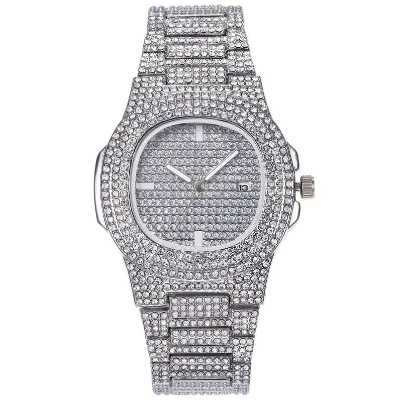 Luxe Mode Volledig Strass Diamanten Horloge Unisex Quartz Horloge