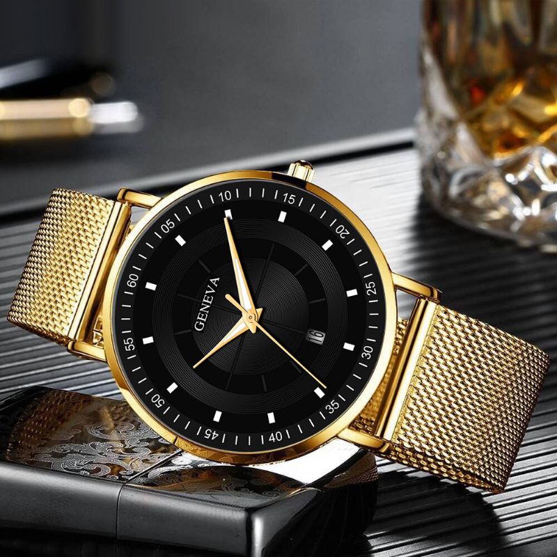 Mode Casual Lichtgevende Wijzers Zakelijk Multifunctioneel Quartz Horloge Met Mesh Band