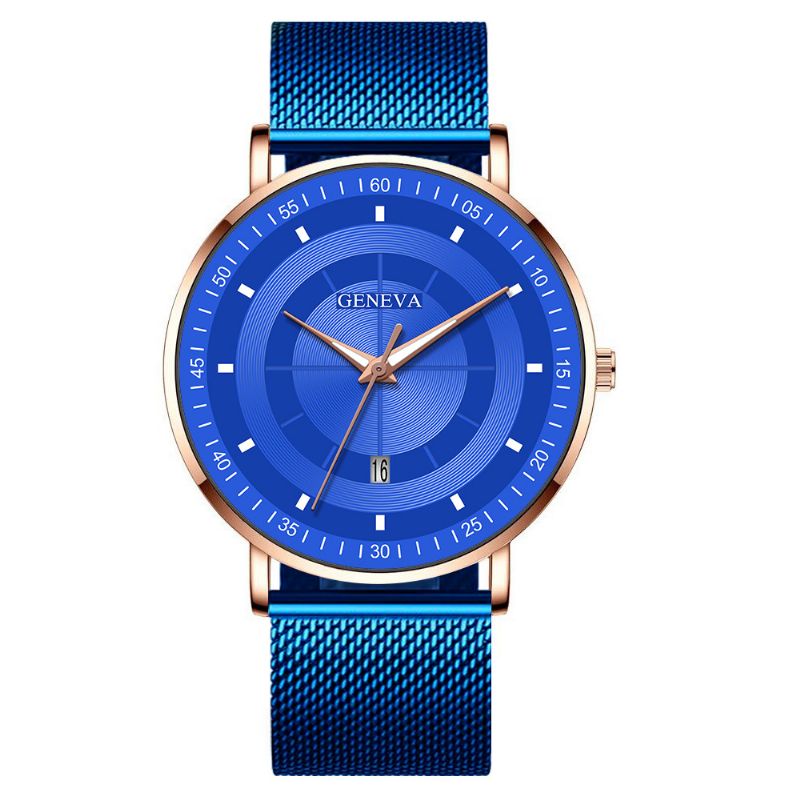 Mode Casual Lichtgevende Wijzers Zakelijk Multifunctioneel Quartz Horloge Met Mesh Band