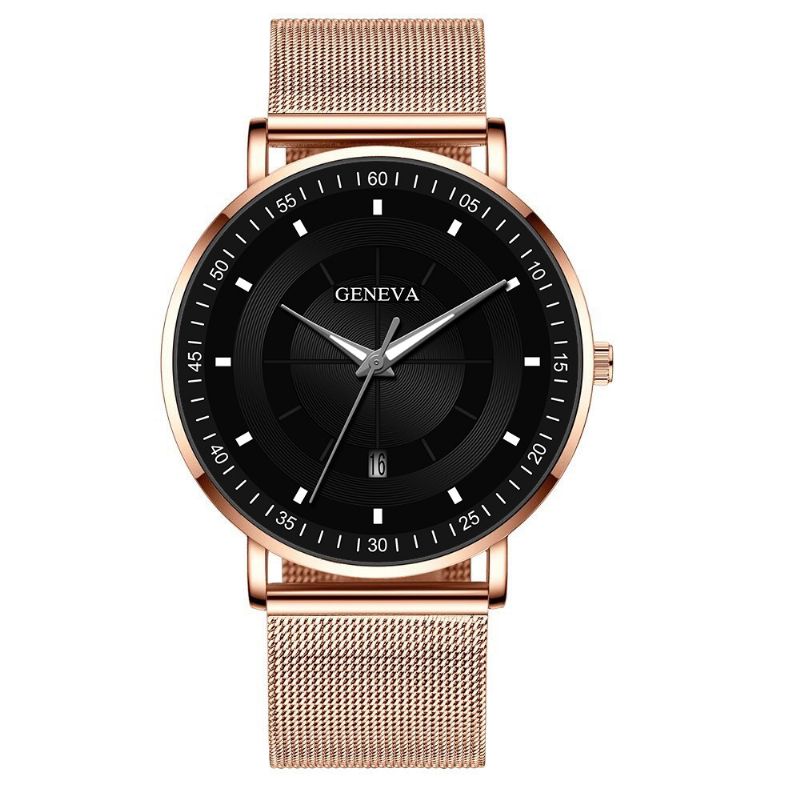 Mode Casual Lichtgevende Wijzers Zakelijk Multifunctioneel Quartz Horloge Met Mesh Band