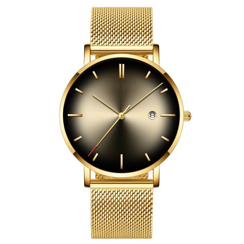 Mode Casual Zakelijk Kleurverloop Multifunctioneel Quartz Horloge Met Mesh Band