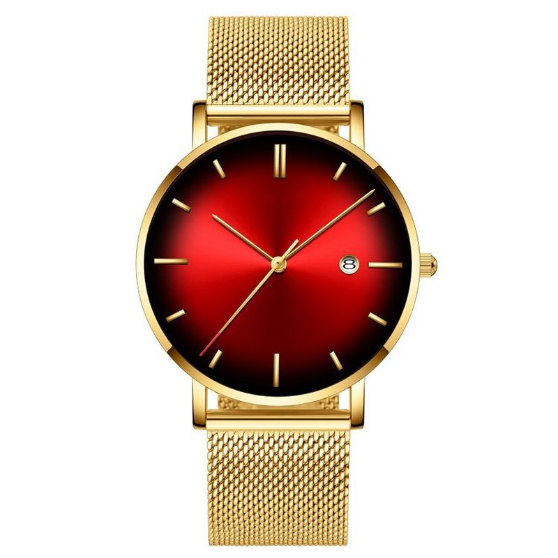 Mode Casual Zakelijk Kleurverloop Multifunctioneel Quartz Horloge Met Mesh Band