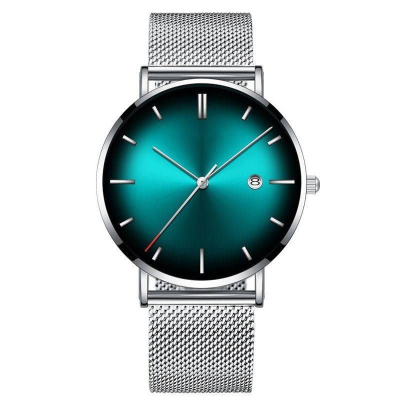 Mode Casual Zakelijk Kleurverloop Multifunctioneel Quartz Horloge Met Mesh Band