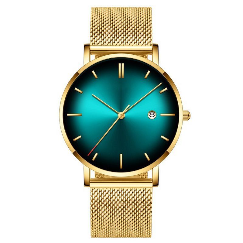 Mode Casual Zakelijk Kleurverloop Multifunctioneel Quartz Horloge Met Mesh Band