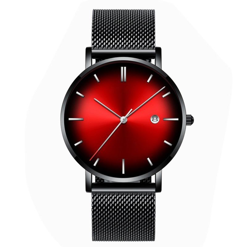 Mode Casual Zakelijk Kleurverloop Multifunctioneel Quartz Horloge Met Mesh Band