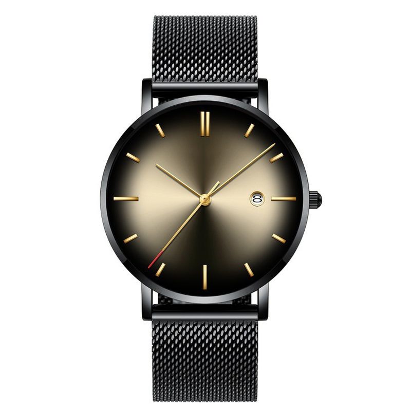 Mode Casual Zakelijk Kleurverloop Multifunctioneel Quartz Horloge Met Mesh Band