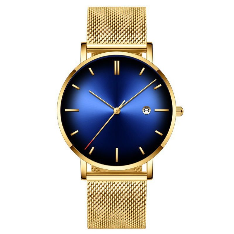 Mode Casual Zakelijk Kleurverloop Multifunctioneel Quartz Horloge Met Mesh Band