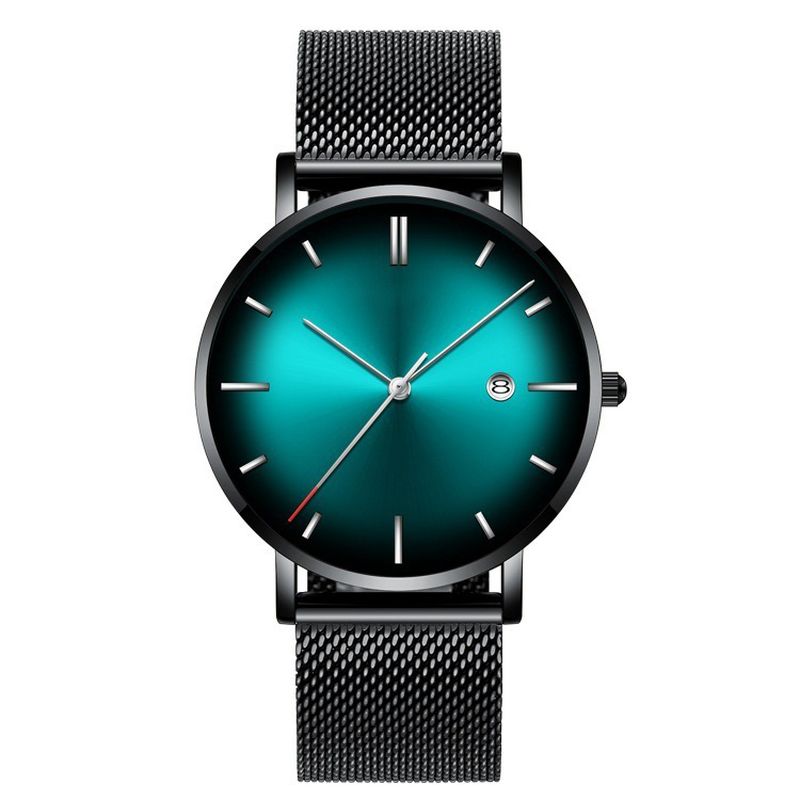 Mode Casual Zakelijk Kleurverloop Multifunctioneel Quartz Horloge Met Mesh Band