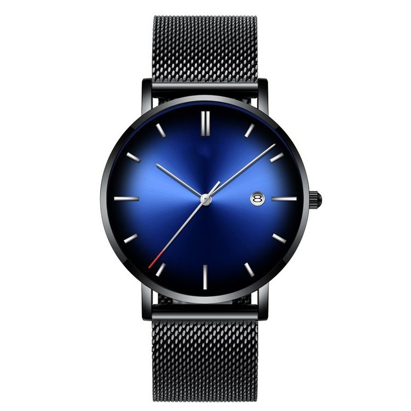 Mode Casual Zakelijk Kleurverloop Multifunctioneel Quartz Horloge Met Mesh Band