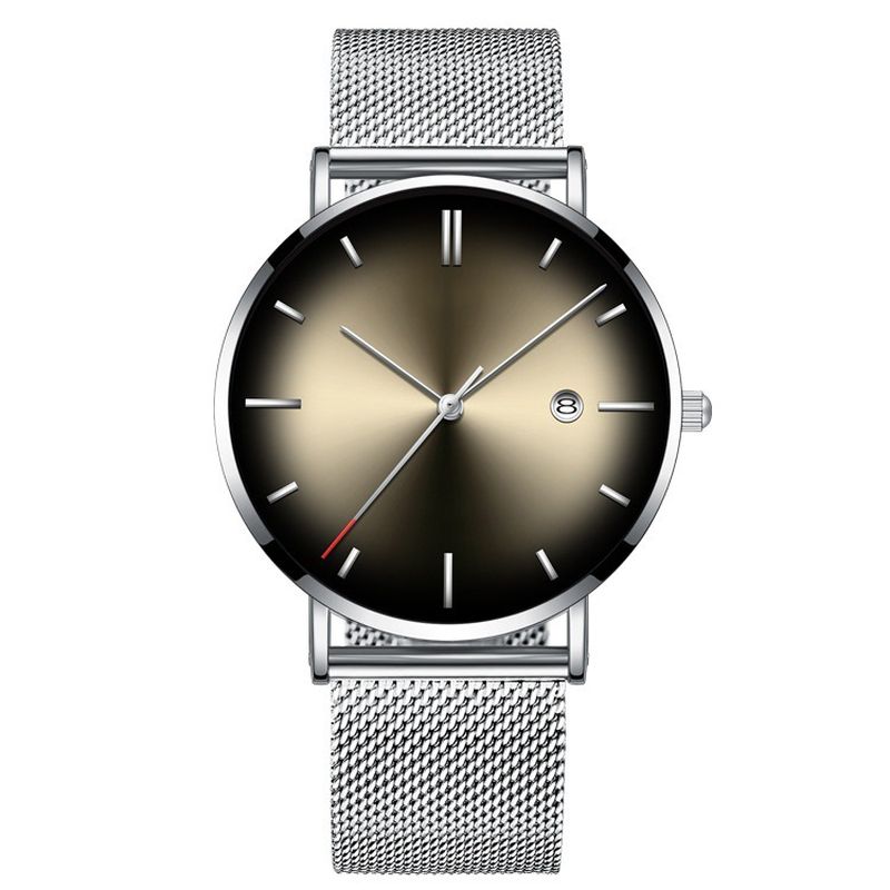 Mode Casual Zakelijk Kleurverloop Multifunctioneel Quartz Horloge Met Mesh Band