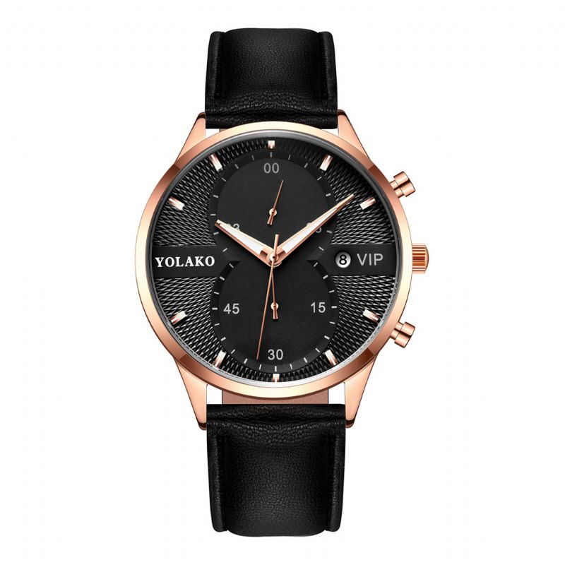 Mode Casual Zakelijk Pu Lederen Eenvoudige Riem Quartz Horloge Voor Heren