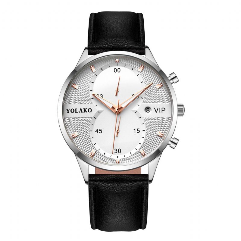 Mode Casual Zakelijk Pu Lederen Eenvoudige Riem Quartz Horloge Voor Heren