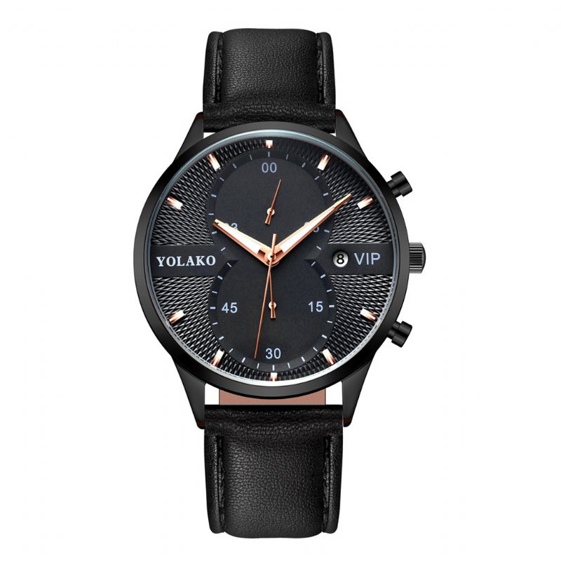 Mode Casual Zakelijk Pu Lederen Eenvoudige Riem Quartz Horloge Voor Heren