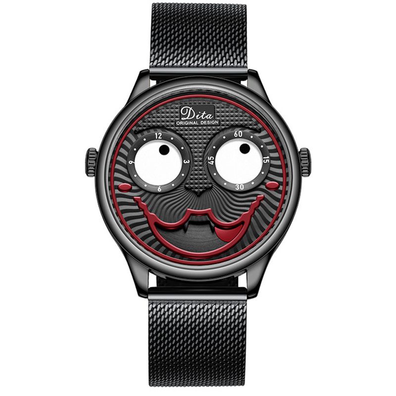 Mode Creatieve Joker Wijzerplaat Leer/roestvrijstalen Band Persoonlijkheid Heren Quartz Horloge