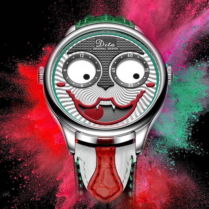 Mode Creatieve Joker Wijzerplaat Leer/roestvrijstalen Band Persoonlijkheid Heren Quartz Horloge