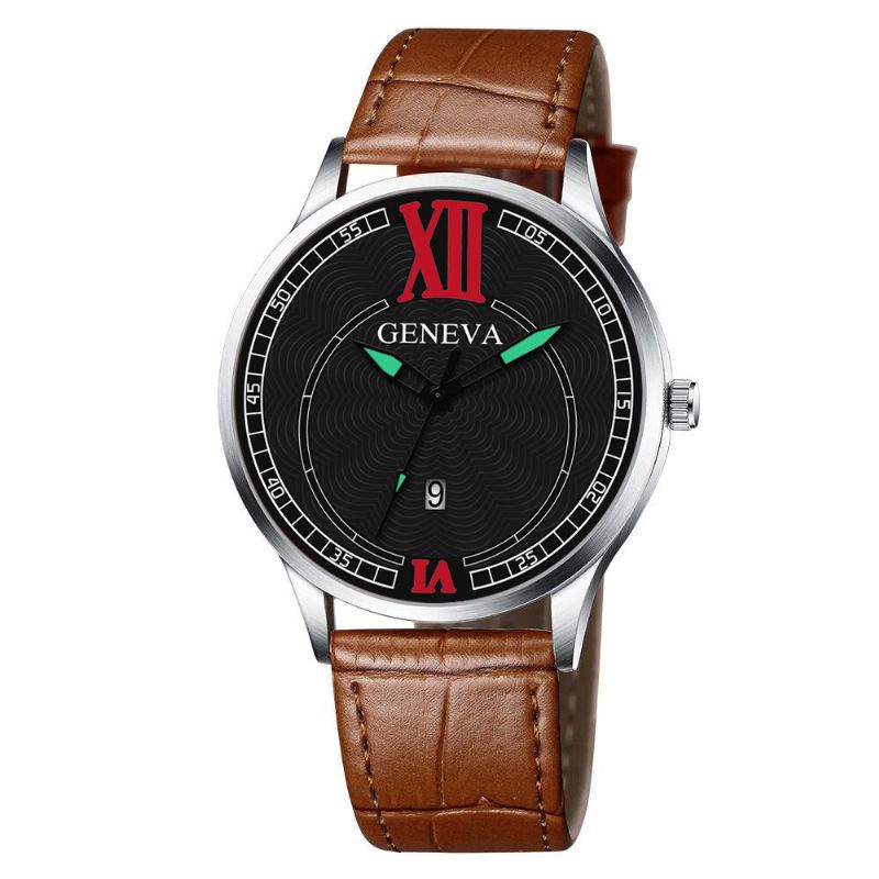 Mode Elegante Zakelijke Casual Sport Riem Pu Lederen Band Heren Quartz Horloge