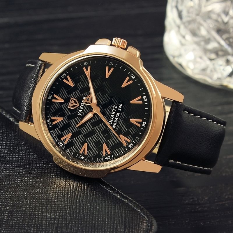 Mode Heren Quartz Horloge Casual Lederen Band Horloge