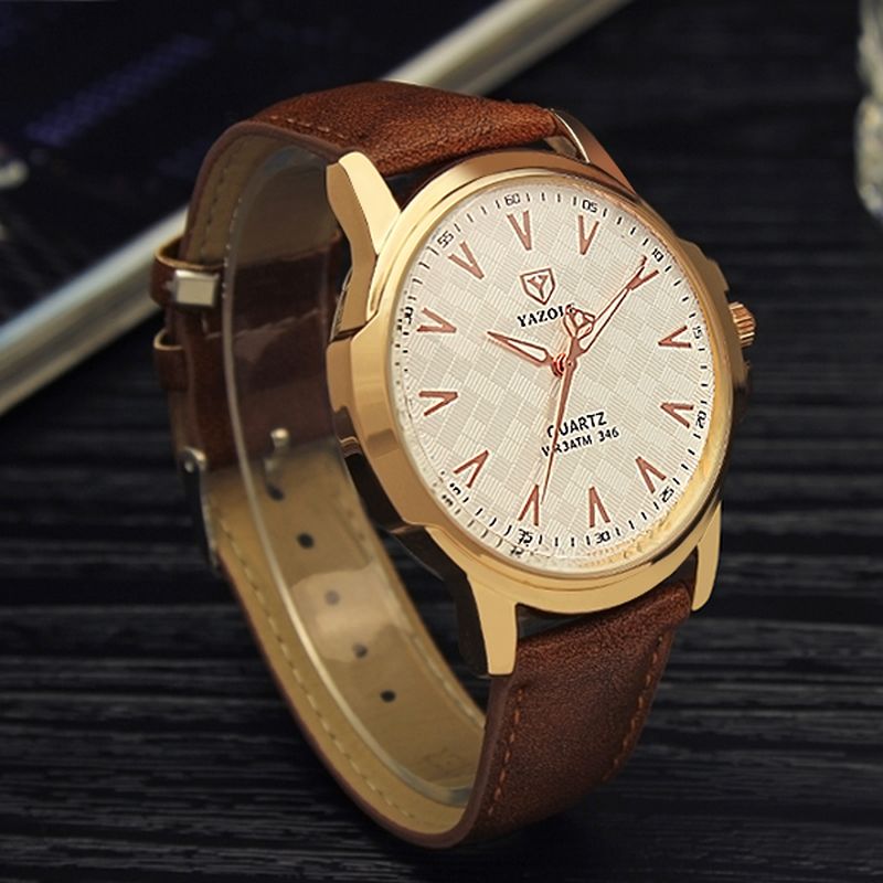 Mode Heren Quartz Horloge Casual Lederen Band Horloge