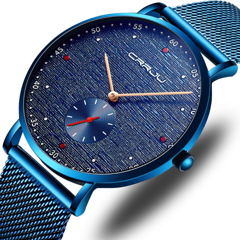 Mode Red Dot Design Volledig Stalen Tweede Wijzerplaat Heren Quartz Horloge