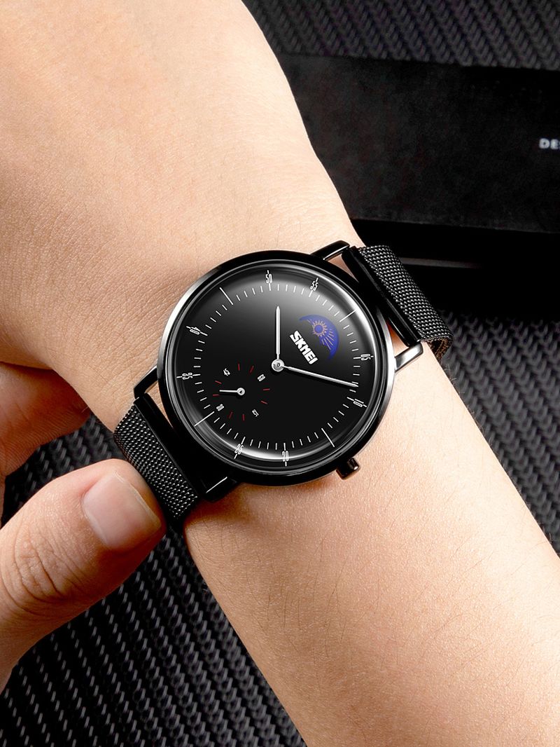 Mode Zakelijke Roestvrijstalen Horlogeband 3atm Waterdicht Mannelijk Quartz Horloge