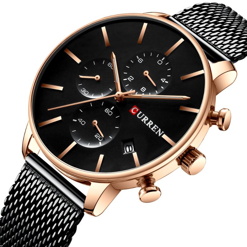 Mode Zaken Mannen Kijken Licht Luxe Waterdicht Grote Wijzerplaat Quartz Horloge