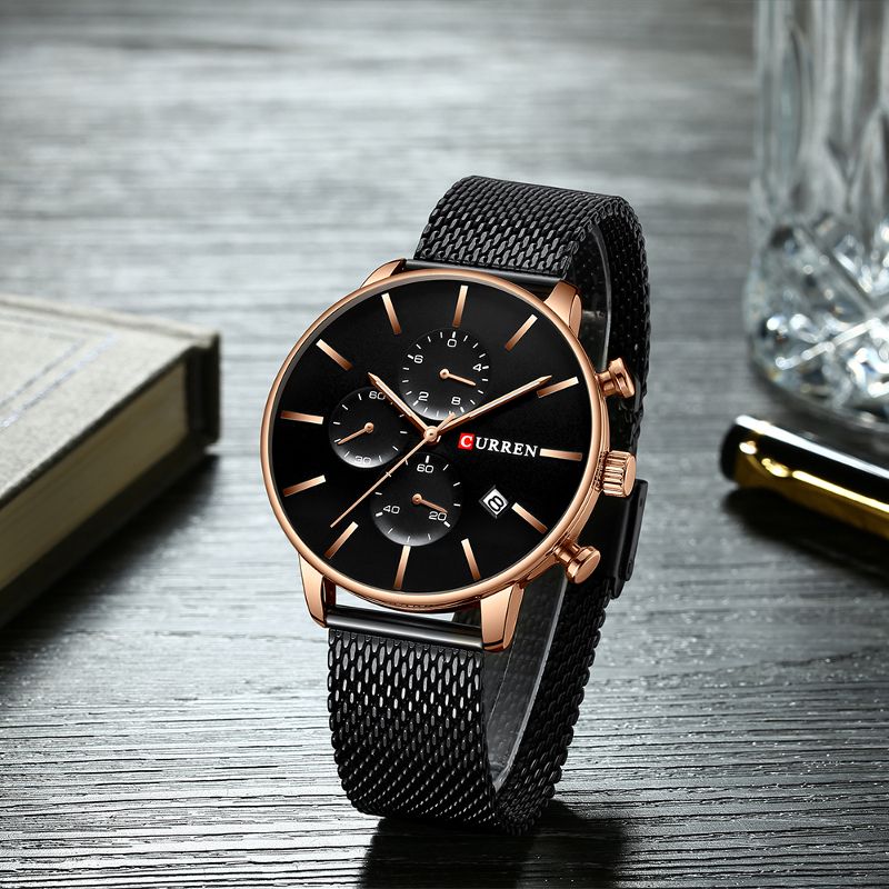 Mode Zaken Mannen Kijken Licht Luxe Waterdicht Grote Wijzerplaat Quartz Horloge