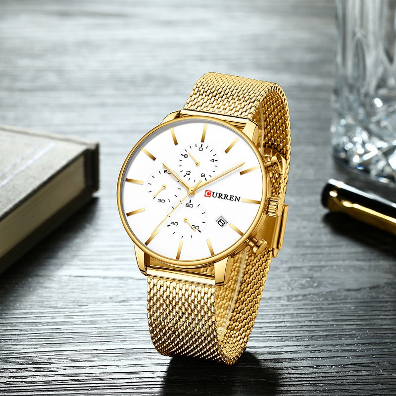 Mode Zaken Mannen Kijken Licht Luxe Waterdicht Grote Wijzerplaat Quartz Horloge