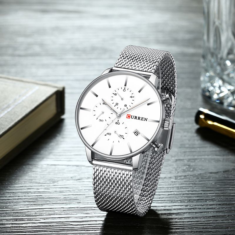 Mode Zaken Mannen Kijken Licht Luxe Waterdicht Grote Wijzerplaat Quartz Horloge