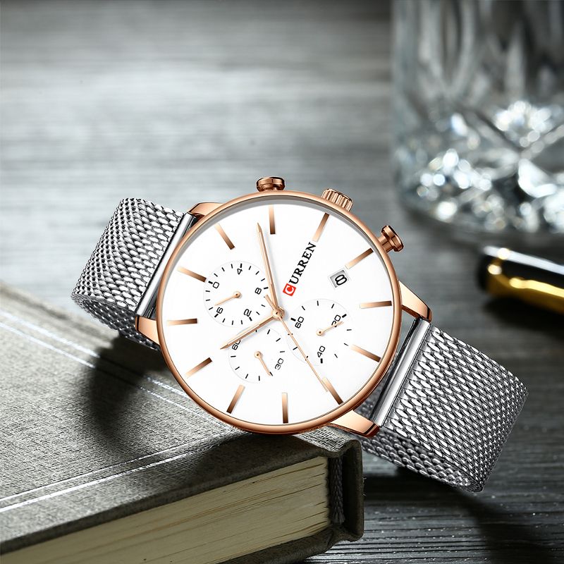 Mode Zaken Mannen Kijken Licht Luxe Waterdicht Grote Wijzerplaat Quartz Horloge