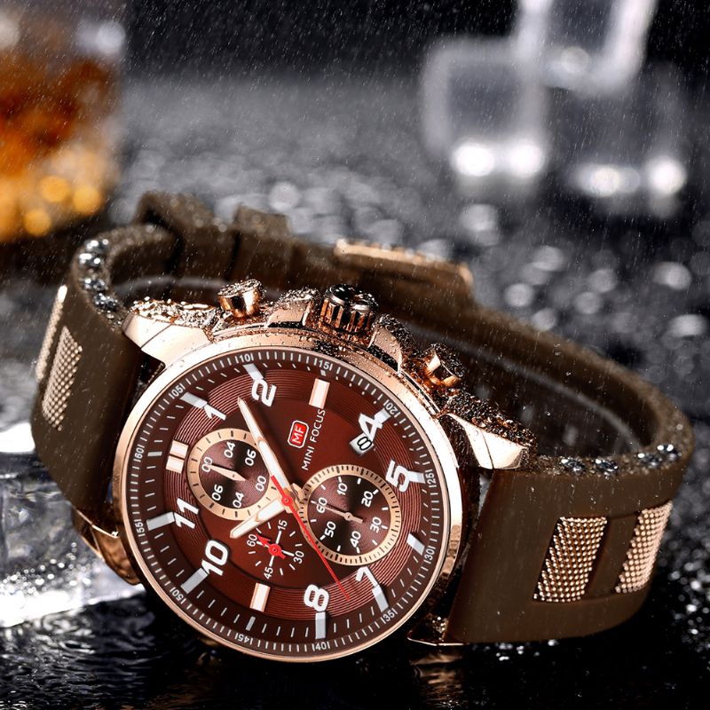 Multifunctionele Chronograaf Lichtgevende Militaire Sport Heren Horloge Quartz Horloge