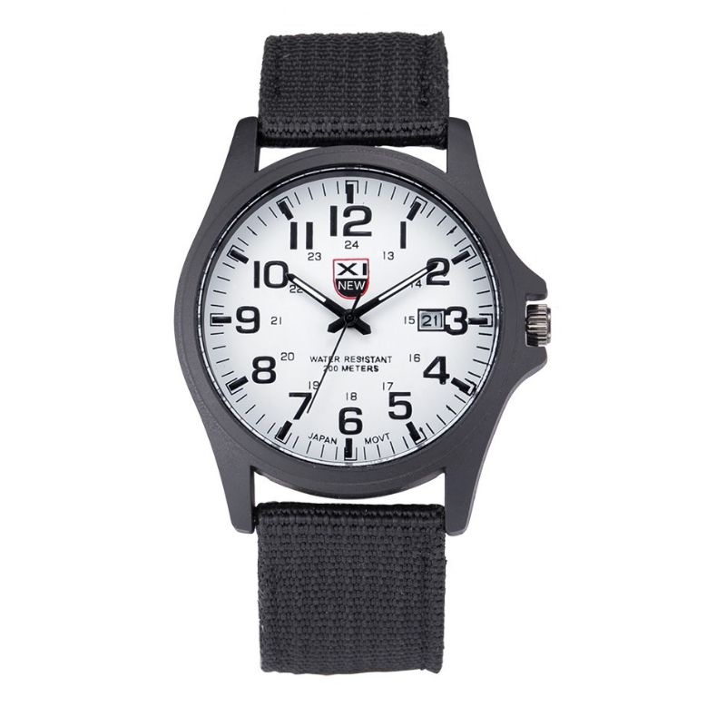 Nylon Band Casual Stijl Quartz Horloge Datumweergave Heren Polshorloge