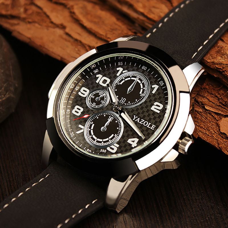 Sport Casual Lichtgevende Display Pu Lederen Band Waterdicht Heren Quartz Horloge