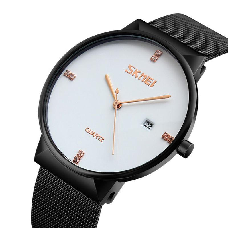 Ultradunne Roestvrijstalen Mesh Band Heren Quartz Horloge