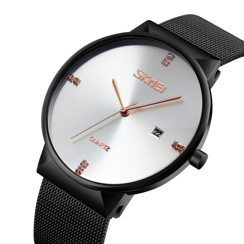 Ultradunne Roestvrijstalen Mesh Band Heren Quartz Horloge