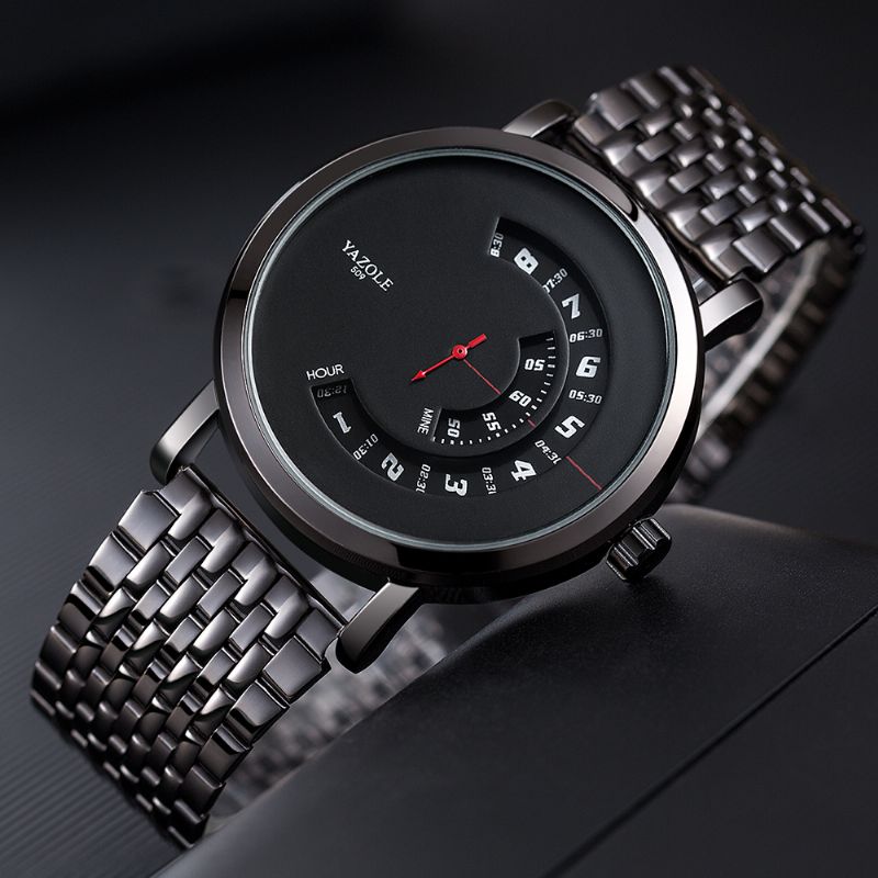 Uniek Design Heren Polshorloge Volledig Stalen Zakelijke Stijl Creatieve Quartz Horloge