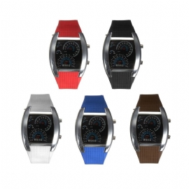 Unisex Mode Vierkante Siliconen Rubberen Band Dot Led Quartz Horloge