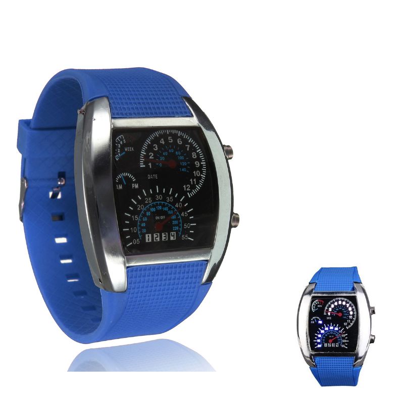 Unisex Mode Vierkante Siliconen Rubberen Band Dot Led Quartz Horloge