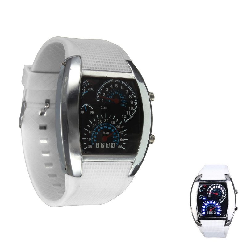 Unisex Mode Vierkante Siliconen Rubberen Band Dot Led Quartz Horloge