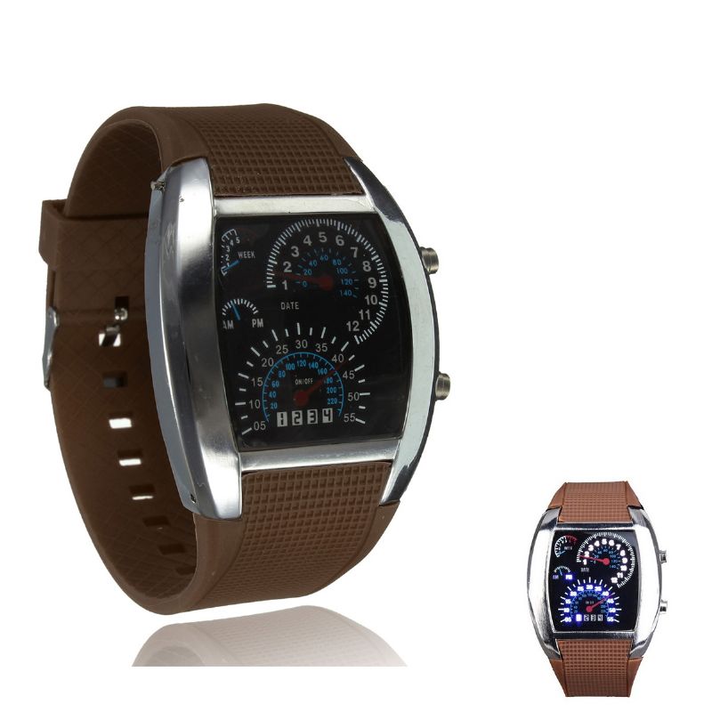 Unisex Mode Vierkante Siliconen Rubberen Band Dot Led Quartz Horloge