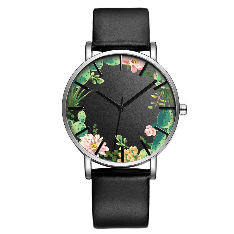 Unisex Polshorloge Flower Picture Dial Display Quartz Horloge