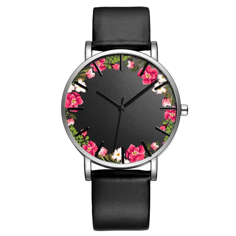 Unisex Polshorloge Flower Picture Dial Display Quartz Horloge